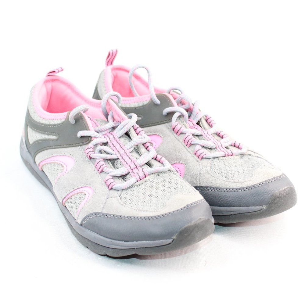 Lands' End Gray Pink Mesh Walking Sneakers Shoes - Picture 3 of 9